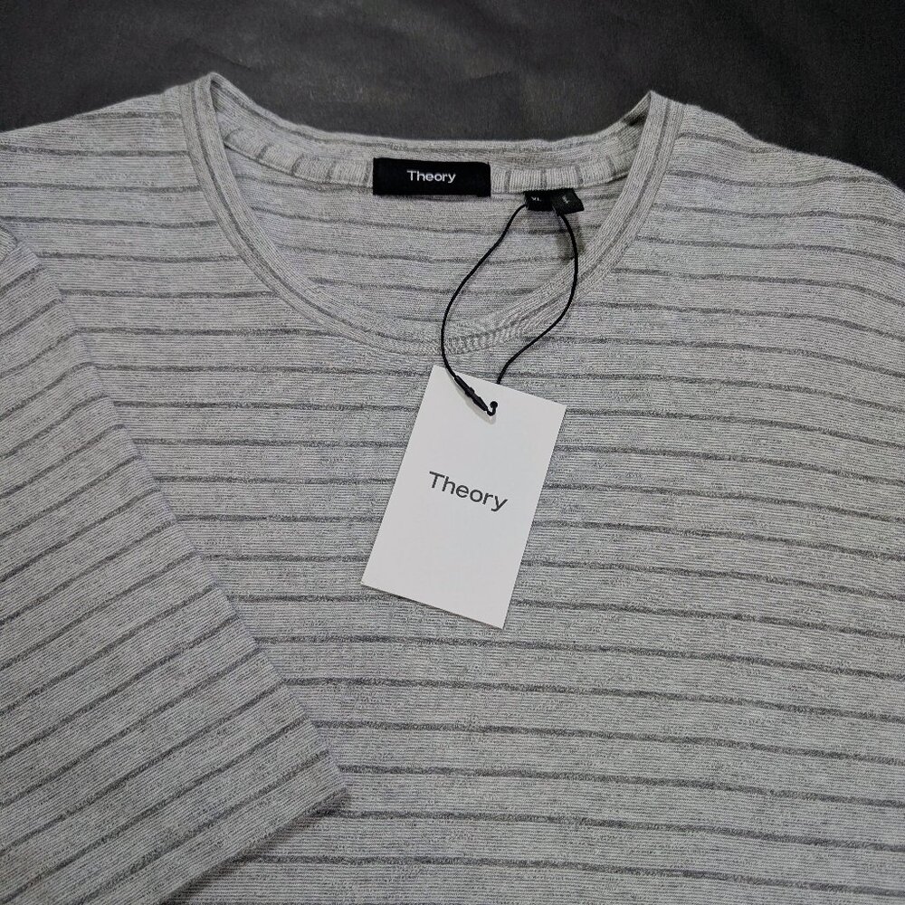 $110 Theory Men`s Clean Tee T-Shirt Size XL Short Sleeve Striped Cotton